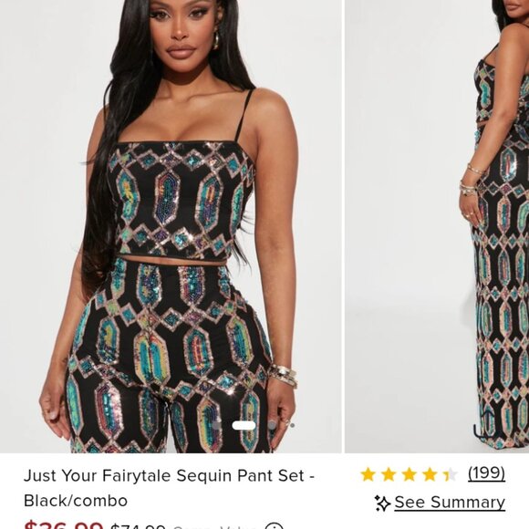 Fashion Nova Two Piece Sequin Sexy Set Cropped Top - Picture 2 of 3